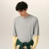 Grey Cotton Double-Sleeve Effect Ami De Coeur T-Shirt Grey Cotton Double-Sleeve Effect Ami De Coeur T-Shirt