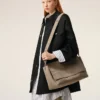 Grey Cow Leather Large Flap Carrousel Bag Grey Cow Leather Large Flap Carrousel Bag