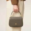 Grey Glazed Leather Top Handle Paris Paris Bag