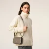 Grey Glazed Leather Top Handle Paris Paris Bag