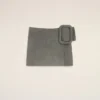 Grey Goat Leather Big Buckle Belted Mini Skirt
