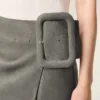 Grey Goat Leather Big Buckle Belted Mini Skirt