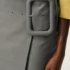 Grey New Wool Big Buckle Belted Midi Skirt