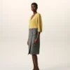 Grey New Wool Big Buckle Belted Midi Skirt
