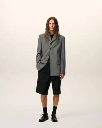 Grey New Wool Single Breasted Straight Jacket