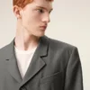 Grey New Wool Straight Simple Breasted Coat Grey New Wool Straight Simple Breasted Coat