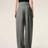 Grey New Wool Wrapped Belted Trousers