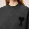 Grey Wool Ami De Coeur Crewneck Sweater Grey Wool Ami De Coeur Crewneck Sweater