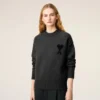 Grey Wool Ami De Coeur Crewneck Sweater Grey Wool Ami De Coeur Crewneck Sweater