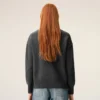 Grey Wool Cardigan with Contrasted Ami De Coeur