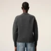 Grey Wool Crewneck Sweater with Contrasted Ami De Coeur Grey Wool Crewneck Sweater with Contrasted Ami De Coeur