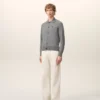 Grey Wool Shirt Collar Ami De Coeur Cardigan Grey Wool Shirt Collar Ami De Coeur Cardigan