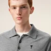 Grey Wool Short Sleeves Ami De Coeur Polo Grey Wool Short Sleeves Ami De Coeur Polo