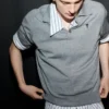 Grey Wool Short Sleeves Ami De Coeur Polo Grey Wool Short Sleeves Ami De Coeur Polo