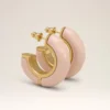 Pink Brass Hammered Lacquered Earrings