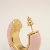 Pink Brass Hammered Lacquered Earrings