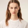 Silver Brass Ami De Coeur Chain Necklace Silver Brass Ami De Coeur Chain Necklace