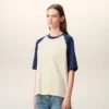 White and Blue Cotton Ami De Coeur Knitted Patch T-Shirt