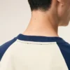 White and Blue Cotton Ami De Coeur Knitted Patch T-Shirt