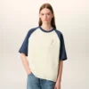 White and Blue Cotton Ami De Coeur Knitted Patch T-Shirt