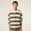 White and Brown Cotton Ami De Coeur Cardigan White and Brown Cotton Ami De Coeur Cardigan