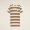 White and Brown Cotton Polo Dress Ami De Coeur Patch