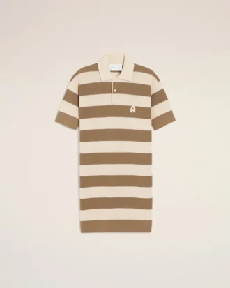 White and Brown Cotton Polo Dress Ami De Coeur Patch
