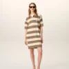 White and Brown Cotton Polo Dress Ami De Coeur Patch