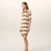White and Brown Cotton Polo Dress Ami De Coeur Patch