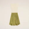 White and Green Bicolor New Wool Midi Dress