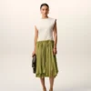 White and Green Bicolor New Wool Midi Dress