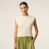 White and Green Bicolor New Wool Midi Dress