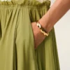 White and Green Bicolor New Wool Midi Dress