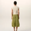 White and Green Bicolor New Wool Midi Dress