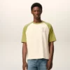 White and Green Cotton Ami De Coeur Knitted Patch T-Shirt