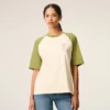 White and Green Cotton Ami De Coeur Knitted Patch T-Shirt