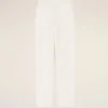 White Blended Linen Elasticated Waist Trousers