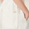 White Blended Linen Elasticated Waist Trousers