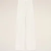 White Blended Linen Low Waist Straight Pant