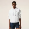 White Cotton Ami De Coeur Cropped Hoodie