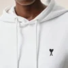 White Cotton Ami De Coeur Cropped Hoodie