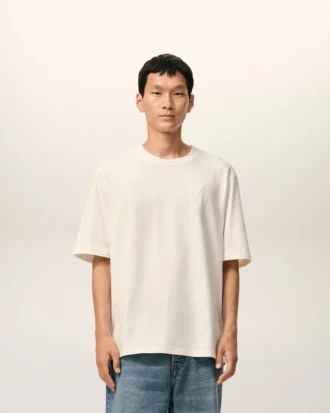 White Cotton Ami De Coeur Embossed T-Shirt