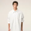 White Cotton Ami De Coeur Wide Shirt Dress
