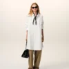White Cotton Ami De Coeur Wide Shirt Dress