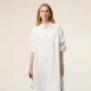 White Cotton Ami De Coeur Wide Shirt Dress