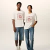 White Cotton Ami Paris Heritage Print T-Shirt