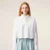 White Cotton Cropped Embossed Ami De Coeur Shirt