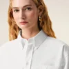 White Cotton Cropped Embossed Ami De Coeur Shirt