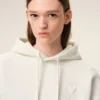 White Cotton Embossed Ami De Coeur Hoodie