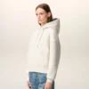 White Cotton Embossed Ami De Coeur Hoodie